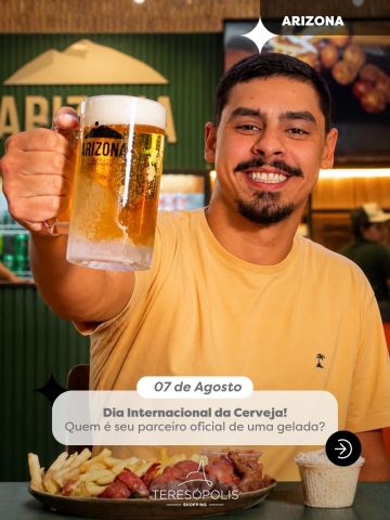 Hoje é dia de brindar os bons momentos! 🍻
No Dia Internacional da Cerveja, reúna os amigos, escolha seu rótulo favorito e aproveite para brindar no Teresópolis Shopping.
Seja para um happy hour, um almoço especial ou aquele encontro no fim do dia, aqui você encontra opções para deixar a comemoração ainda mais saborosa!
