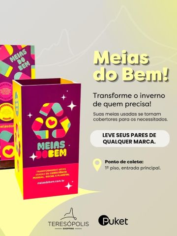 O frio aperta mais pra quem não tem o suficiente. 🧦🤍
A campanha Meias do Bem chegou ao Teresópolis Shopping e você pode fazer parte disso!
Traga seus pares de meias usadas e ajude a transformar o inverno de quem precisa.
📍 O ponto de coleta está localizado no 1º piso do shopping, próximo à loja Marias.