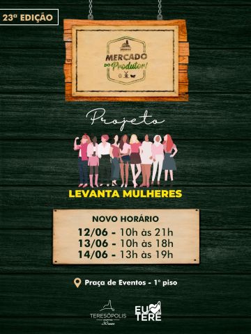 Vem aí a 23ª edição do evento Mercado do Produtor.
Convidamos o Projeto Levanta Mulheres reforçando o empreendedorismo feminino , com produtos autorais e locais que contam histórias e fazem a diferença! 💪🌸
📍 Praça de Eventos – 1° piso | Teresópolis Shopping
Venha valorizar o talento feminino local e encontrar peças únicas feitas com amor e dedicação. Te esperamos! 🛍️💚