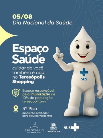 No Dia Nacional da Saúde, o melhor cuidado é a prevenção. 💙
No Teresópolis Shopping, você encontra o Espaço Saúde, um ambiente pensado para promover acolhimento, conforto e inclusão de pessoas neurodivergentes, oferecendo um atendimento mais humanizado e acessível para todos.
Além disso, o espaço desempenha um papel fundamental na saúde pública do município, sendo responsável pela imunização de aproximadamente 10% da população de Teresópolis.
Aproveite a data para conferir se a sua carteira de vacinação está em dia e mantenha a proteção de toda a família.
📍 Espaço Saúde – 3º piso