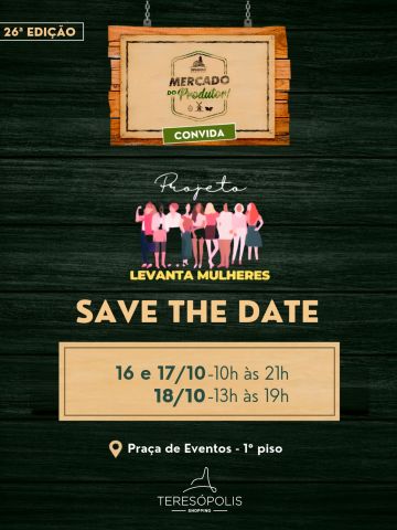 🌿 O Mercado do Produtor está de volta ao Teresópolis Shopping!
Em sua 26ª edição, o evento acontece em parceria com o Projeto Levanta Mulheres, reunindo iniciativas locais e valorizando o trabalho de produtores e o empreendedorismo feminino. 💚
📍 Praça de Eventos, 1º piso.