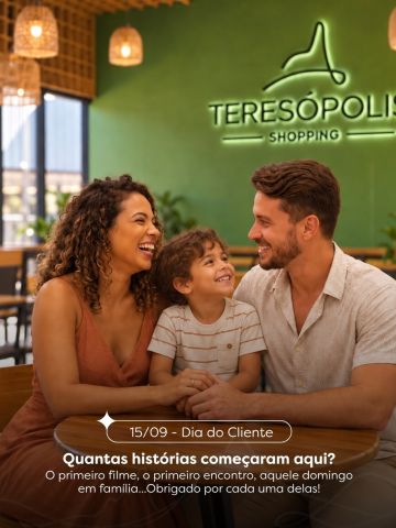 Hoje é dia de celebrar quem faz parte da nossa história. 💙
Cada visita, encontro, passeio em família ou momento vivido por aqui faz do Teresópolis Shopping um lugar cheio de histórias para contar.
Neste Dia do Cliente, agradecemos por escolherem estar com a gente e por fazerem parte de tantos momentos especiais. ✨
Feliz Dia do Cliente!